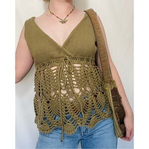 Pure & Co. | Olive Green Handmade Knit Tank Top